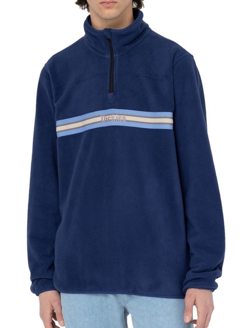 NWT Dickies Skateboarding Tom Knox Polar Fleece 1/4 Zip Sweater - Blue - L